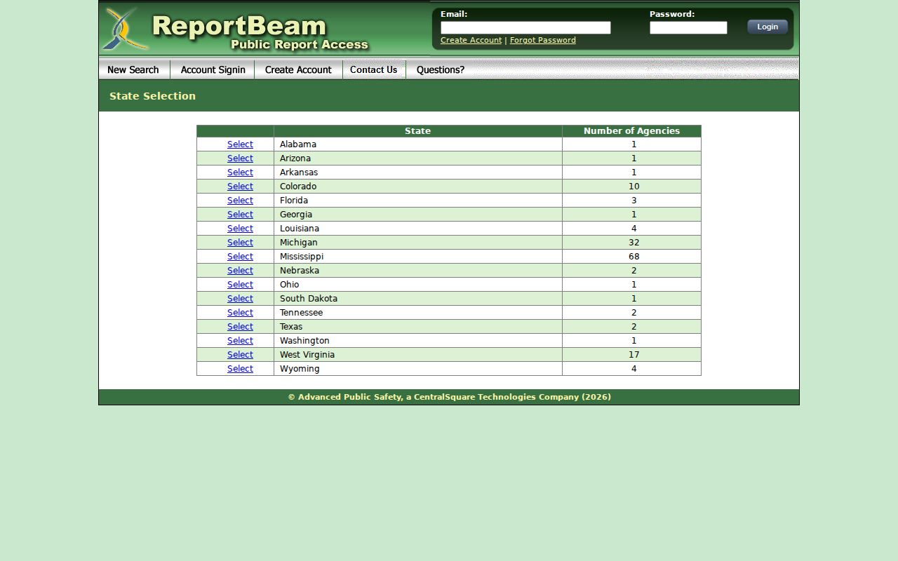 Oscoda County arrest history page reference to the sheriff linked crash report search