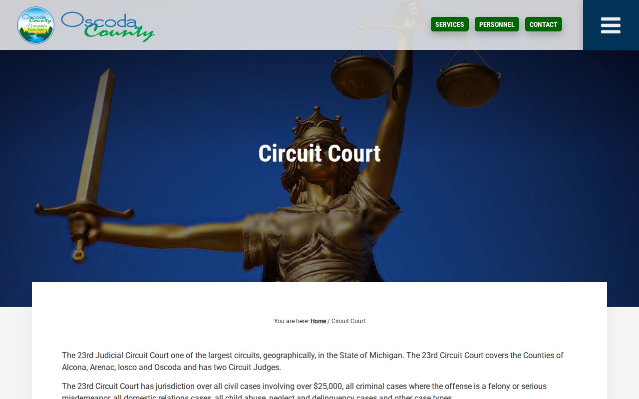 Oscoda County 23rd Circuit Court and Central Filing information