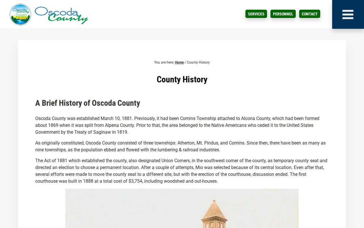Oscoda County courthouse and criminal records campus history