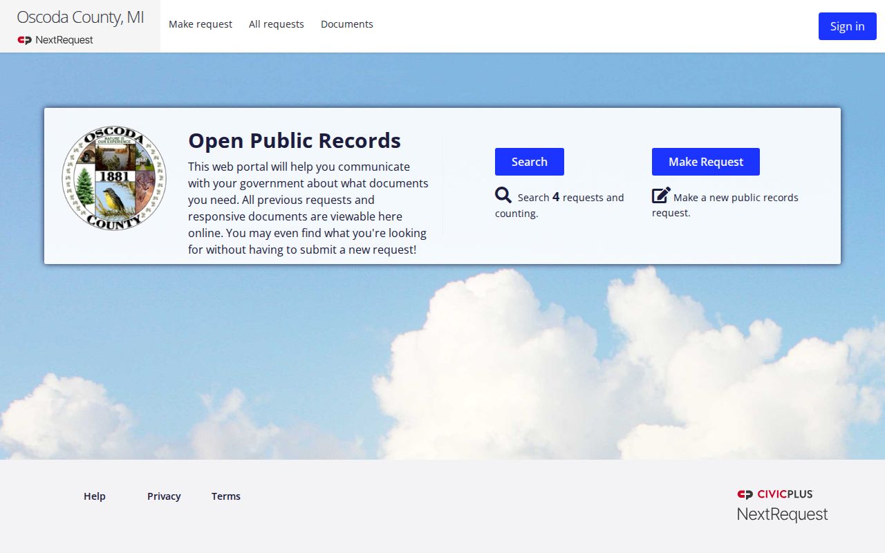 Oscoda County criminal records request portal