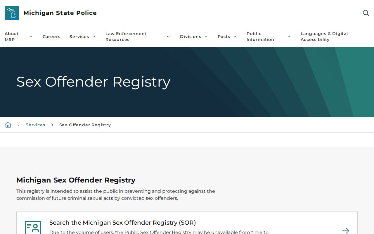 Oscoda County sex offender registry information from Michigan State Police